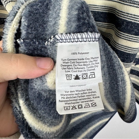 Eddie Bauer Navy Striped Hooded Sweatshirt Size 2xlarge - Picture 4 of 5